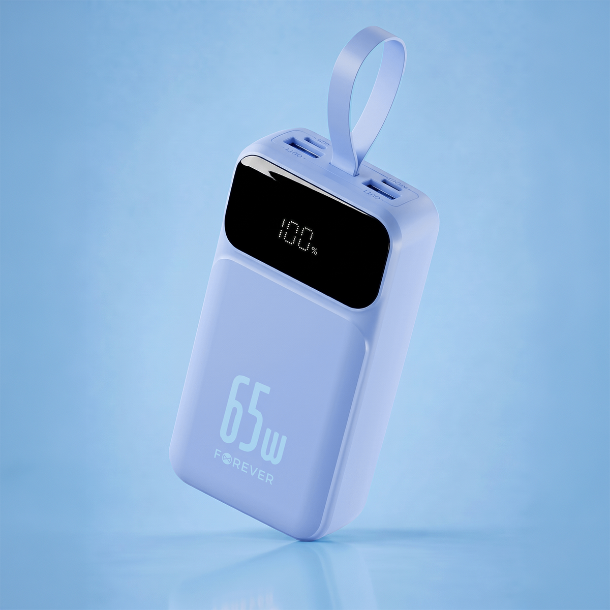 Forever Vibe-TB65 External Battery, 20000mAh, 65W, QC + PD, 2 x USB-A - 2 x USB-C, Blue