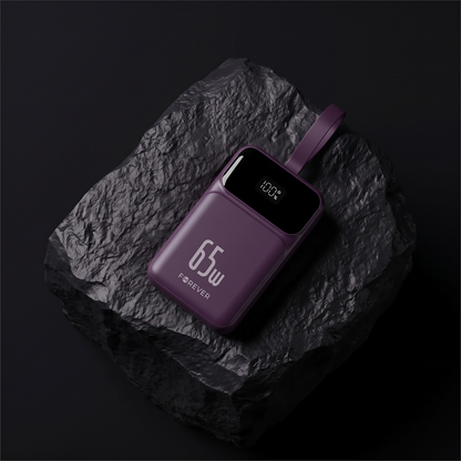 Forever Vibe-TB65 External Battery, 20000mAh, 65W, QC + PD, 2 x USB-A - 2 x USB-C, Burgundy