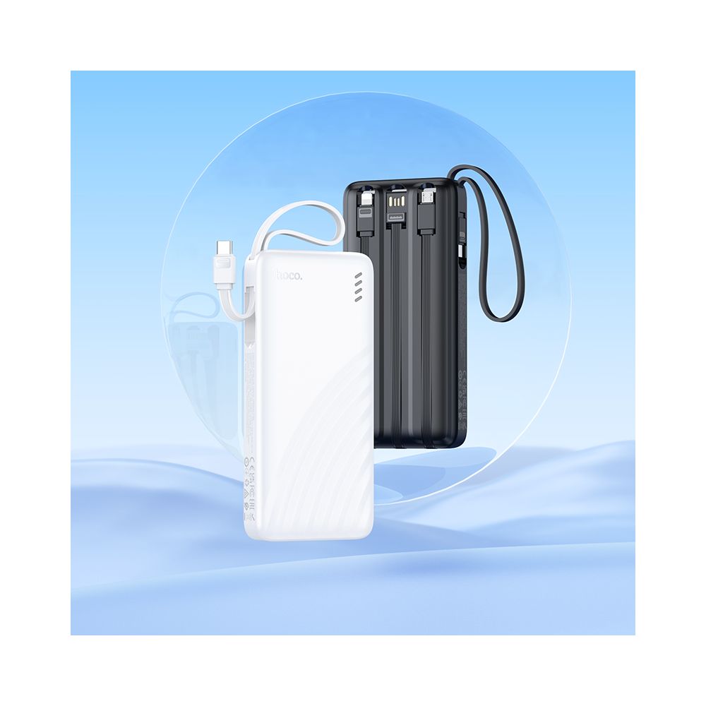 HOCO J146 External Battery, 10000mAh, 10W, 1 x Lightning - 1 x microUSB - 1 x USB-A - 1 x USB-C, Black