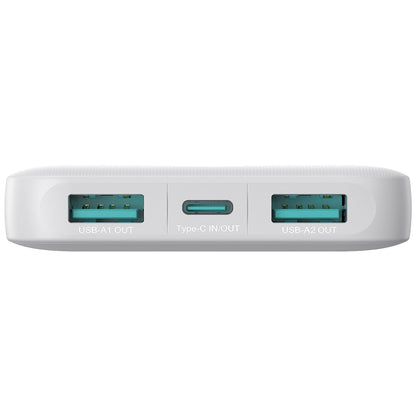 Joyroom JR-PBF12 External Battery, 10000mAh, 12W, 1 x USB-C - 2 x USB-A, White