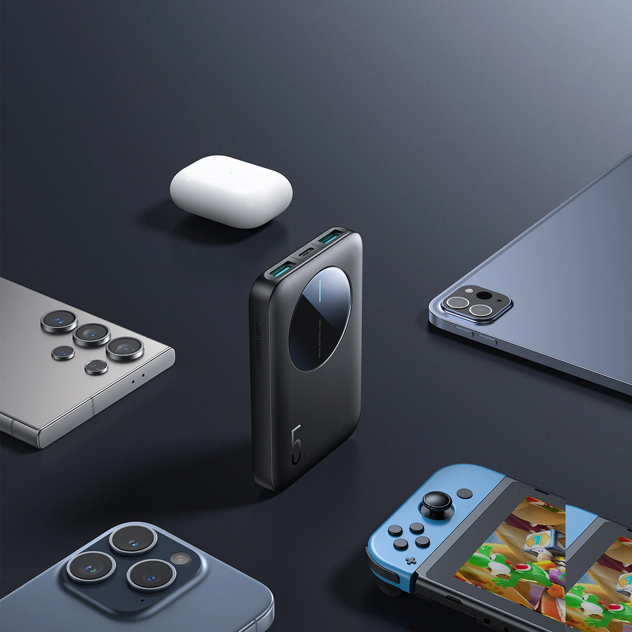 Joyroom JR-PBF13 External Battery, 5000mAh, 12W, 1 x USB-C - 2 x USB-A, Black