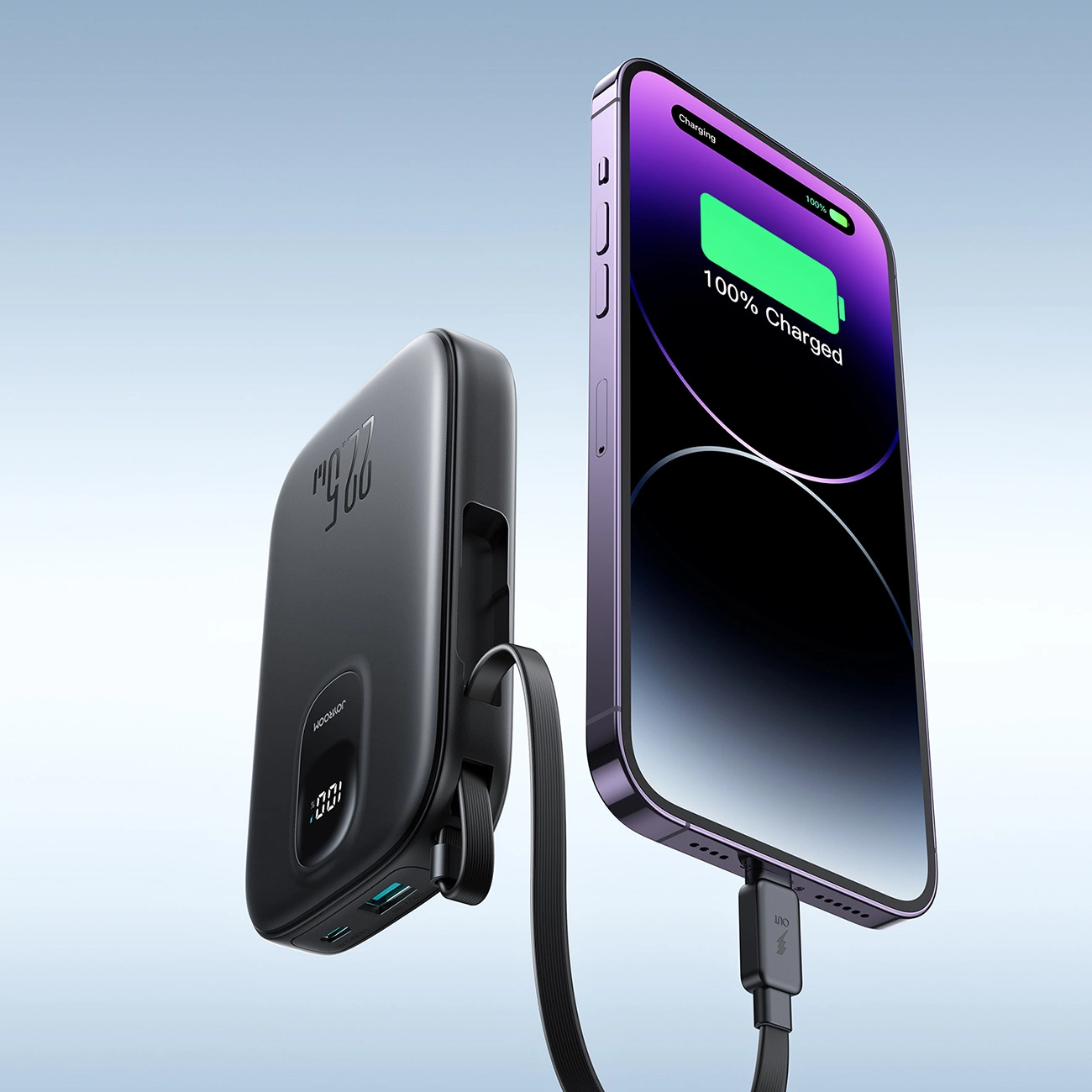 Joyroom JR-PBF18 External Battery, 10000mAh, 22.5W, QC + PD, 1 x Lightning - 1 x USB-A - 1 x USB-C, Black