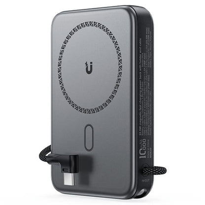 Acefast M24 Wireless External Battery, 10000mAh, 22.5W, PD + FQI, 1 x QI - 2 x USB-C, Gray