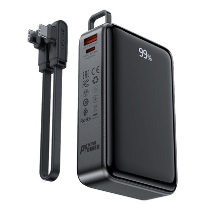 External Battery Acefast M4, 20000mAh, 67W, PD, 1 x USB-A - 2 x USB-C, Black