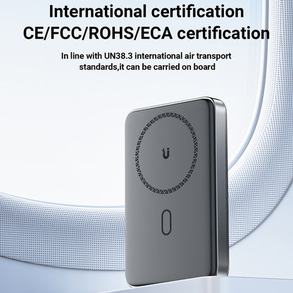 Acefast M6 Wireless External Battery, 10000mAh, 20W, PD + FQI, 1 x QI - 1 x USB-C, Black