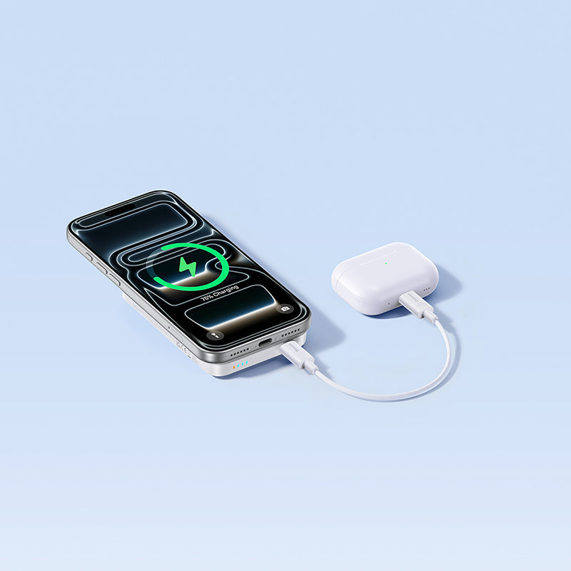 Baseus EnerFill FM11 Wireless External Battery, 10000mAh, 30W, PD + FQI, 1 x QI - 1 x USB-C, White