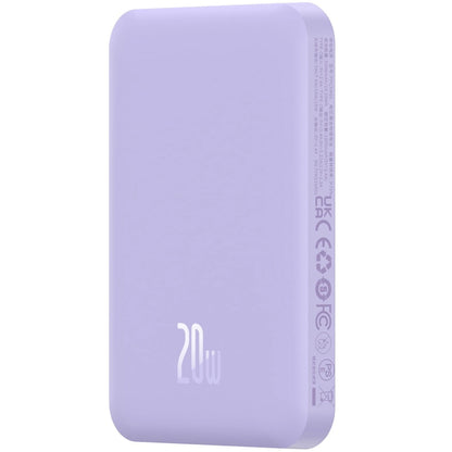 Baseus Magnetic Mini Wireless External Battery, 5000mAh, 20W, PD + FQI, 1 x QI - 1 x USB-C, Purple P10022107513
