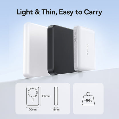 Baseus EnerFill FM11 Wireless External Battery, 10000mAh, 30W, PD + FQI, 1 x QI - 1 x USB-C, White