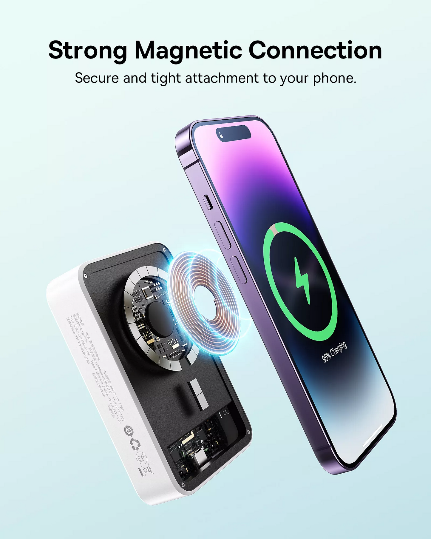 Baseus EnerFill FM41 Mini Wireless External Battery, 20000mAh, 20W, PD + FQI, 1 x QI - 1 x USB-C, White E0027U01