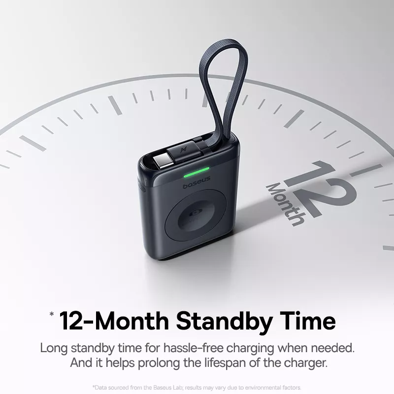 Baseus EnerFill FW11 Wireless External Battery for Apple Watch Series, 1640mAh, 5W, 1 x QI, Black E0205301