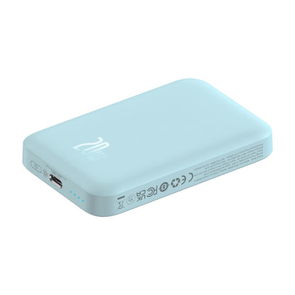 External Wireless Battery Baseus Mini Air, 6000mAh, 20W, PD + FQI, 1 x QI - 1 x USB-C, Blue P10059002313-00