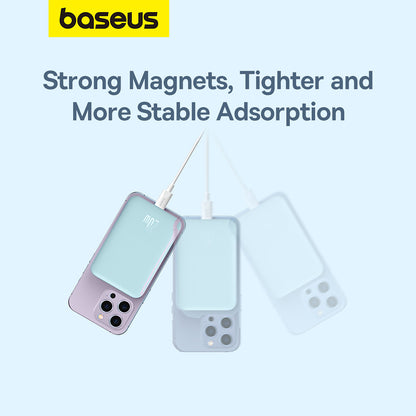 External Wireless Battery Baseus Mini Air, 6000mAh, 20W, PD + FQI, 1 x QI - 1 x USB-C, Blue P10059002313-00