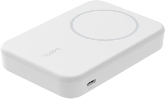Belkin BoostCharge Pro Wireless External Battery with Kickstand, 8000mAh, 15W, FQI, 1 x QI - 1 x USB-C, White BPD007btWH