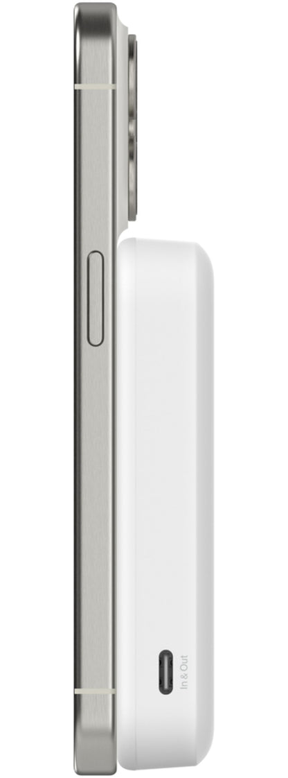 Belkin BoostCharge Pro Wireless External Battery with Kickstand, 8000mAh, 15W, FQI, 1 x QI - 1 x USB-C, White BPD007btWH