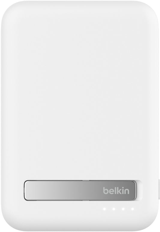Belkin BoostCharge Pro Wireless External Battery with Kickstand, 8000mAh, 15W, FQI, 1 x QI - 1 x USB-C, White BPD007btWH