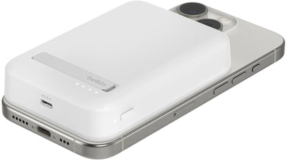 Belkin BoostCharge Pro Wireless External Battery with Kickstand, 10000mAh, 15W, FQI, 1 x QI - 1 x USB-C, White BPD008btWH
