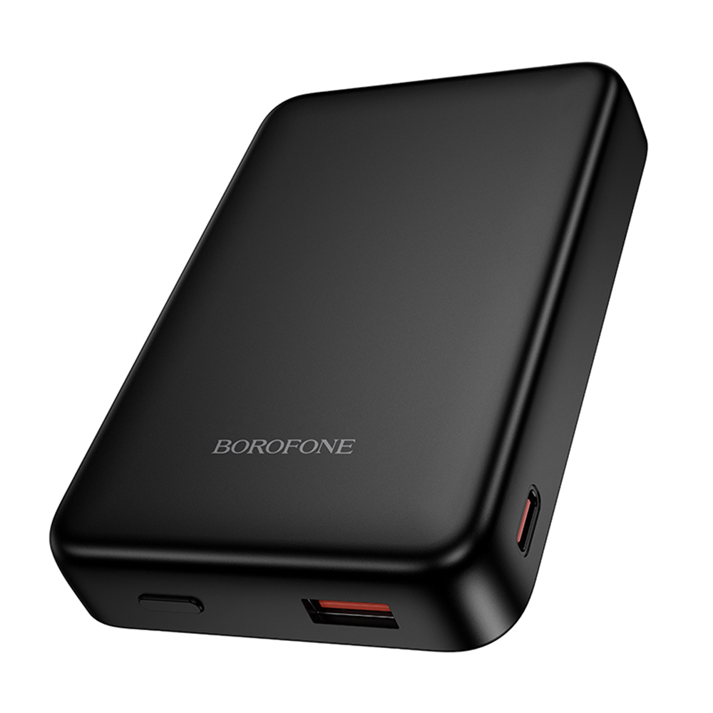 Borofone BJ82A Dawn Wireless External Battery, 10000mAh, 22.5W, QC + PD + FQI, 1 x QI - 1 x USB-A - 1 x USB-C, Black