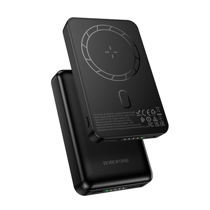 Borofone BJ82 Dawn Wireless External Battery, 5000mAh, 10W, 1 x QI - 1 x USB-A, Black