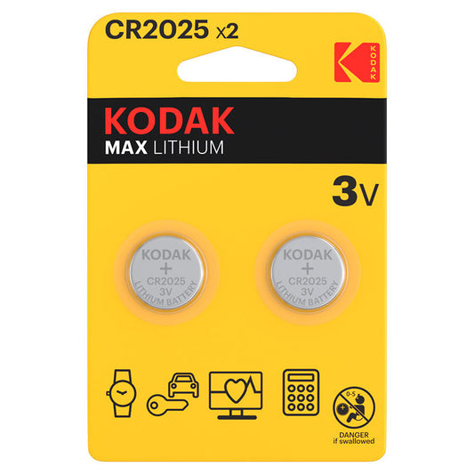 Kodak Max Lithium Battery, CR2025, Set of 2 pieces