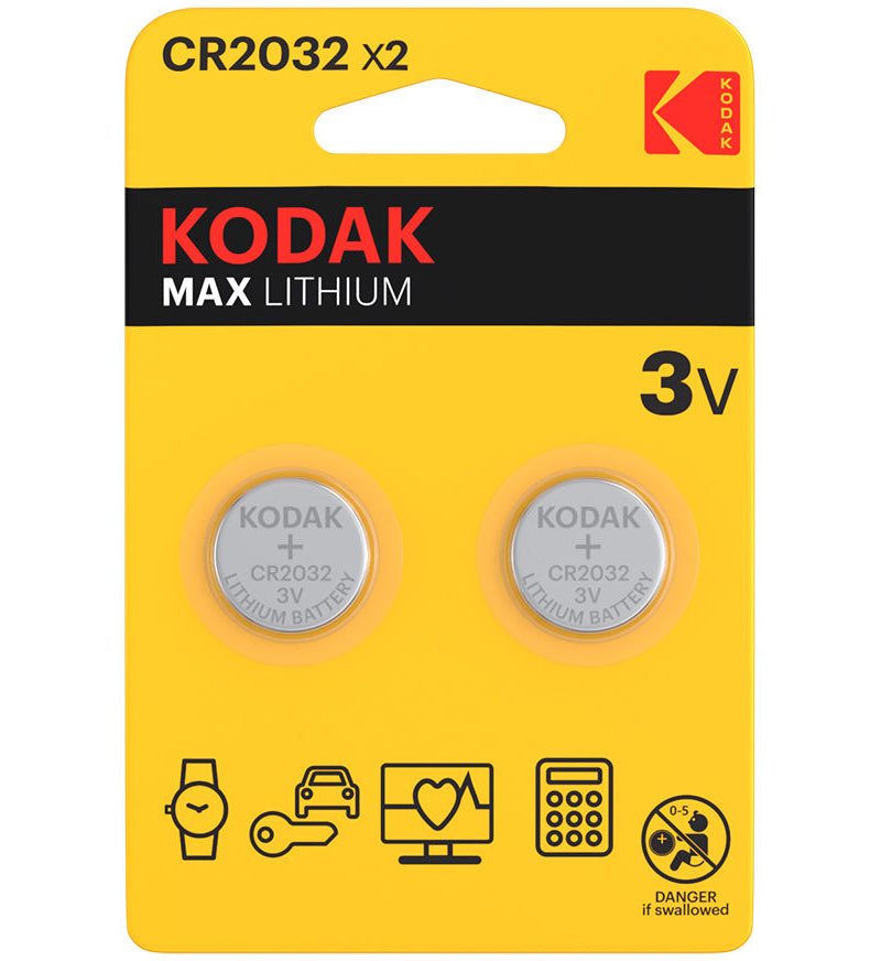 Kodak Max Lithium Battery, CR2032, Set of 2 pieces