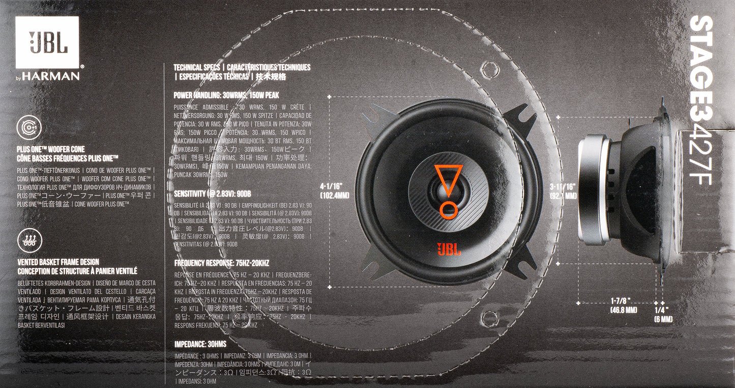 JBL Stage3 427 Car Speaker, 30W RMS, 102.4mm, Set of 2 pieces JBLSTAGE3427F