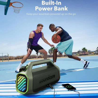 Anker SoundCore Boom 2 Plus Portable Bluetooth Speaker, 140W, TWS, RGB, Waterproof, Green, Resealed A3134061