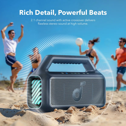Anker SoundCore Boom 2 Portable Bluetooth Speaker, 80W, TWS, RGB, Waterproof, Blue A3138031