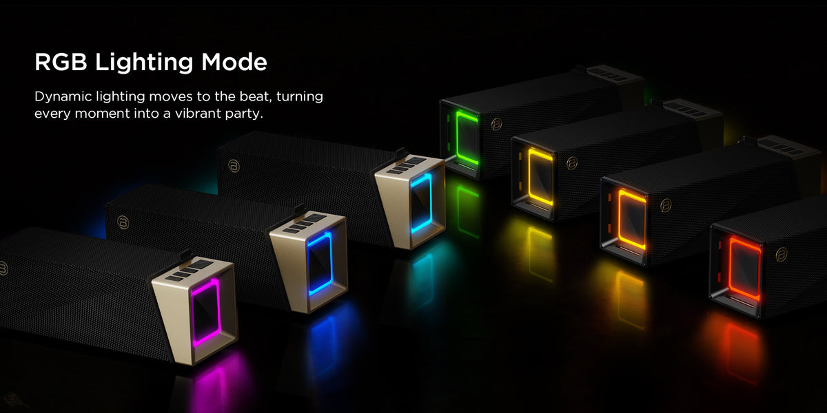 Bugani Brief TT Portable Bluetooth Speaker, 60W, RGB, Waterproof, Black Gold