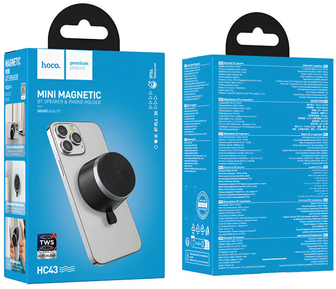 HOCO HC43 Mini Magnetic Portable Bluetooth Speaker, 8W, TWS, Black