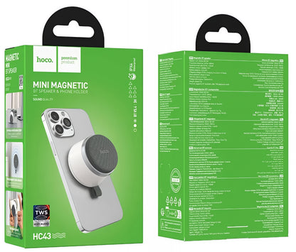 Portable Bluetooth Speaker HOCO HC43 Mini Magnetic, 8W, TWS, White