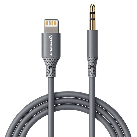 Lightning Audio Cable - 3.5mm Techsuit AC5 SoundFlex, 1m, Gray