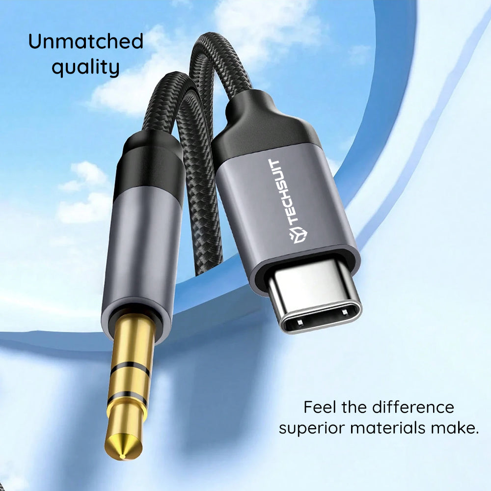 USB-C to 3.5mm Techsuit AC11 FuseXound Audio Cable, 0.5m, Gray
