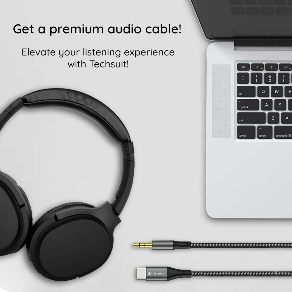USB-C to 3.5mm Techsuit AC16 NexaSound Audio Cable, 1m, Gray