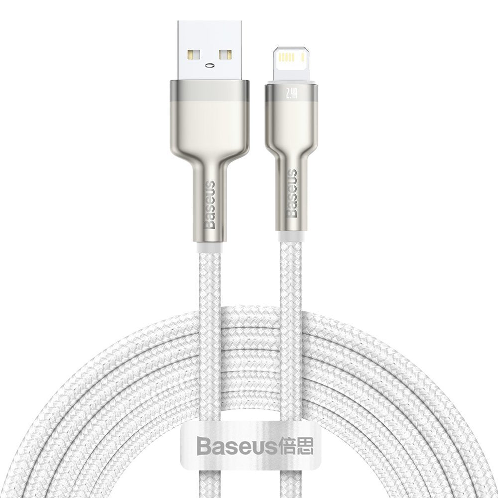 USB-A to Lightning Data and Charging Cable Baseus Cafule Metal Series, 18W, 2m, White CALJK-B02