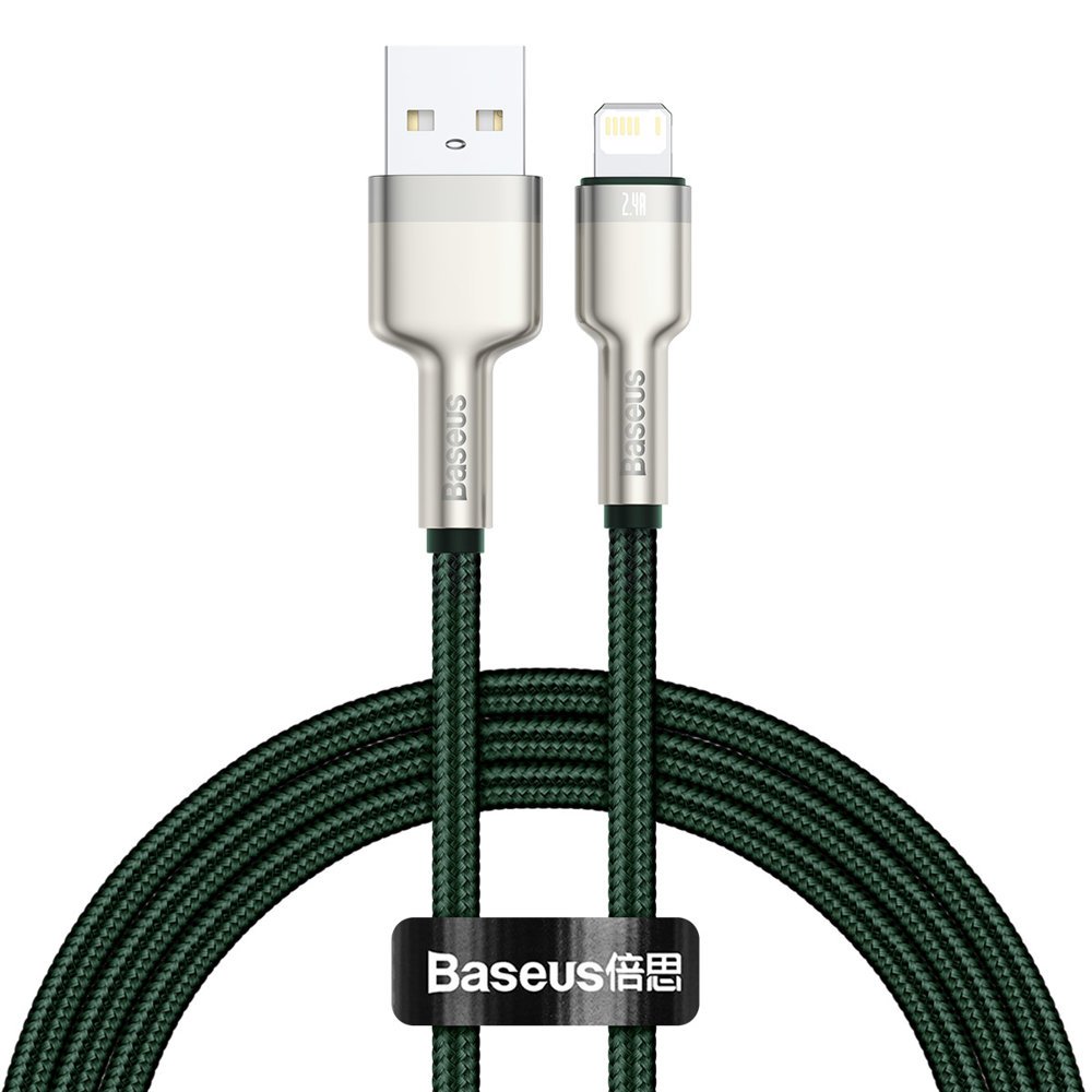 USB-A to Lightning Data and Charging Cable Baseus Cafule Metal Series, 18W, 1m, Green CALJK-A06