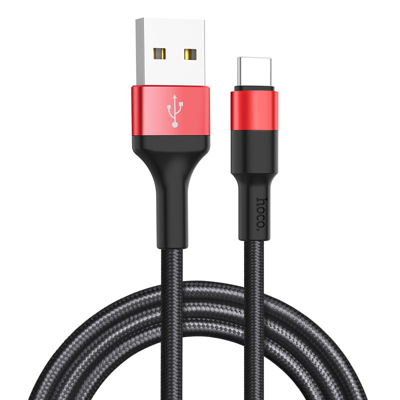 USB-A to USB-C Data and Charging Cable HOCO X26 Xpress, 18W, 1m, Black Red