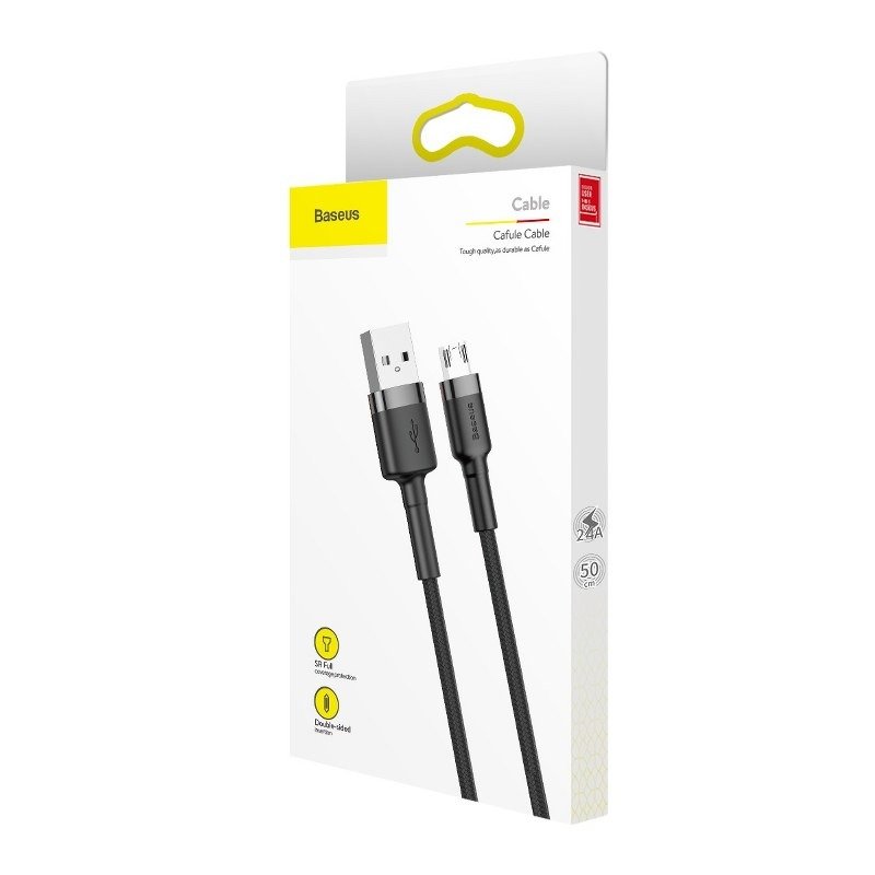 Data and Charging Cable USB-A - microUSB Baseus Cafule, 18W, 0.5m, Gray CAMKLF-AG1