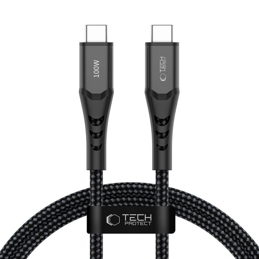 USB-C Data and Charging Cable - USB-C Tech-Protect UB11T Ultraboost, 100W, 1m, Black
