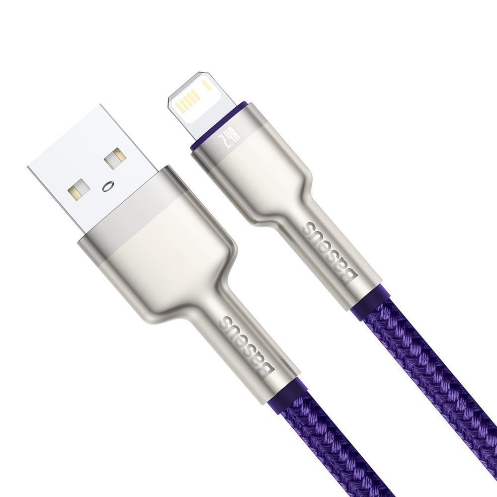 USB-A to Lightning Data and Charging Cable - Baseus Cafule Metal Series, 18W, 2m, Purple CALJK-B05