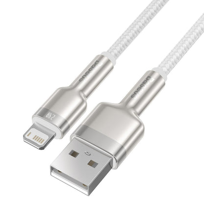 USB-A to Lightning Data and Charging Cable Baseus Cafule Metal Series, 18W, 2m, White CALJK-B02