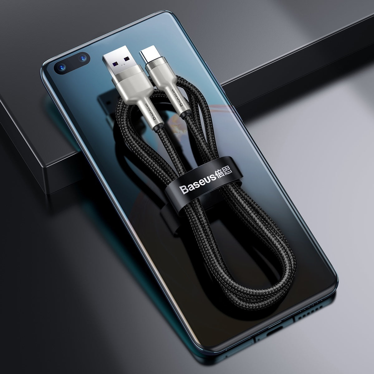 Data and Charging Cable USB-A - USB-C Baseus Cafule Metal Series, 66W, 1m, Black CAKF000101 CAKF000101