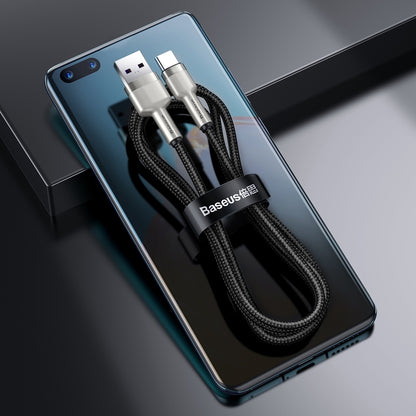 Data and Charging Cable USB-A - USB-C Baseus Cafule Metal Series, 66W, 1m, Black CAKF000101 CAKF000101