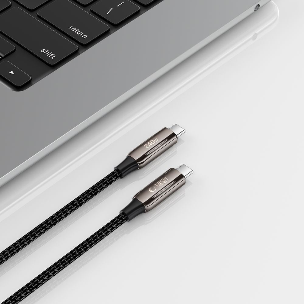 USB-C Data and Charging Cable - USB-C Tech-Protect UB10T Ultraboost, 240W, 1m, Black