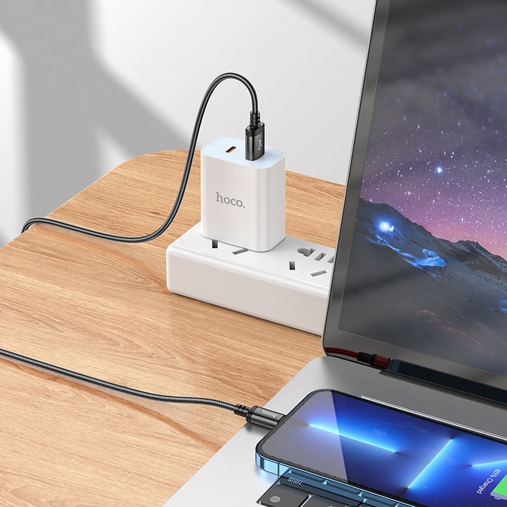 USB-A to Lightning Data and Charging Cable HOCO X89, 18W, 2m, Black
