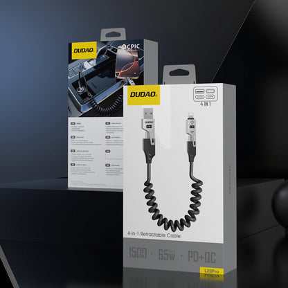 USB-A / USB-C - Lightning / USB-C Dudao L20 Pro Data and Charging Cable, 65W, 1.5m, Black