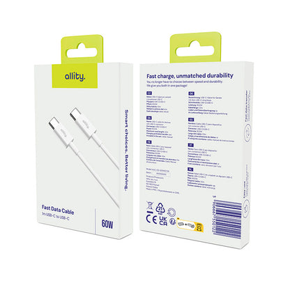 USB-C to USB-C Data and Charging Cable - Allity. AUC-03, 100W, 2m, White