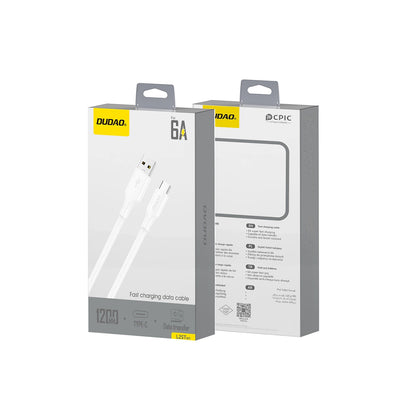 USB-A to USB-C Data and Charging Cable Dudao L2sT, 60W, 1.2m, White