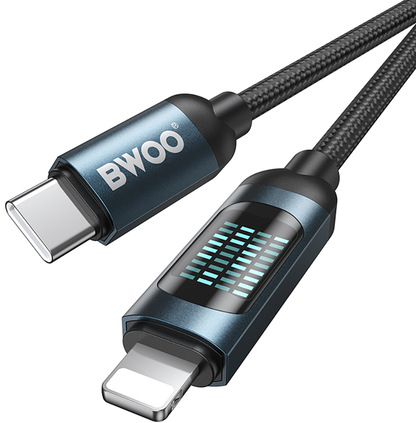 USB-C to Lightning Data and Charging Cable BWOO X305 Display, 27W, 1m, Black