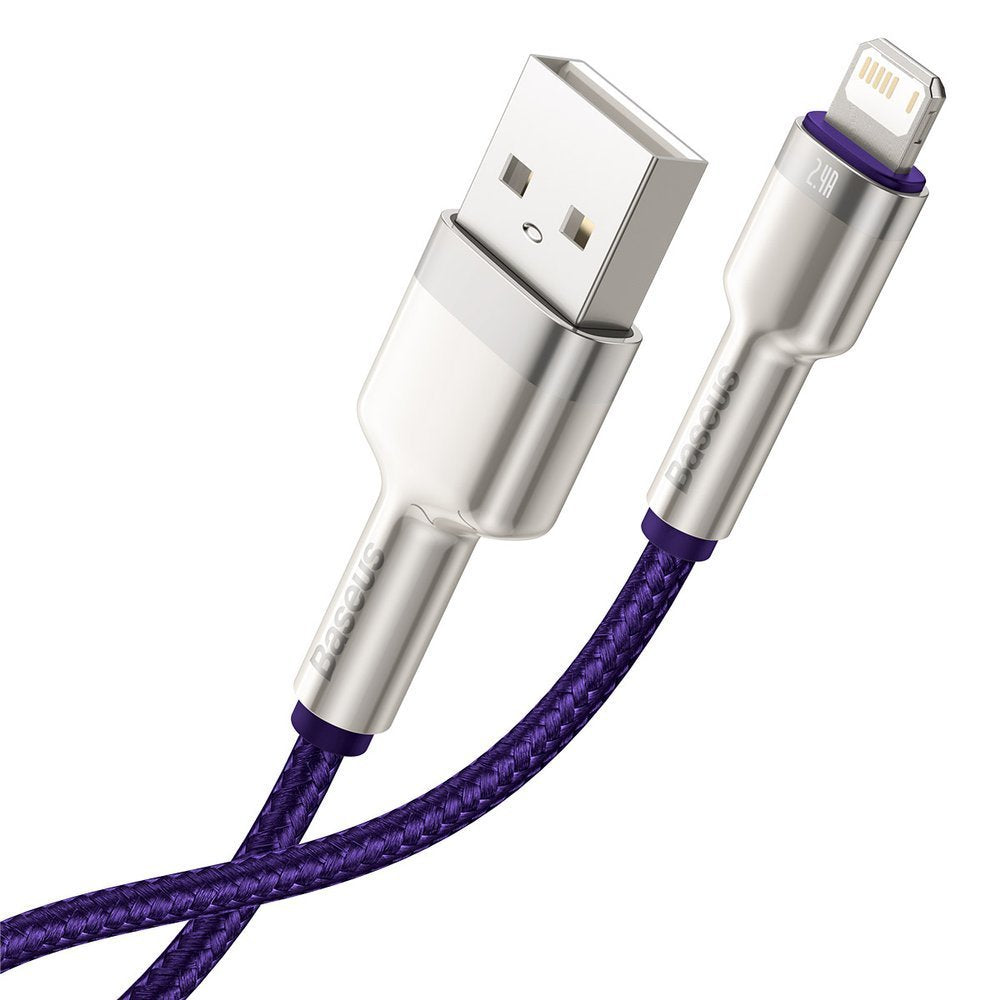 USB-A to Lightning Data and Charging Cable - Baseus Cafule Metal Series, 18W, 2m, Purple CALJK-B05