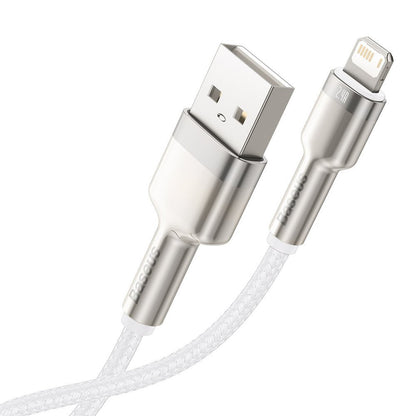 USB-A to Lightning Data and Charging Cable Baseus Cafule Metal Series, 18W, 2m, White CALJK-B02